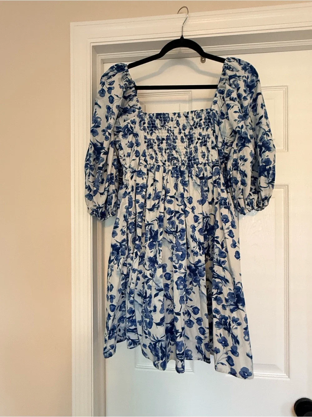 Abercrombie &Fitch Blue Floral Puff-Sleeve Women’s Dress - Picture 3 of 6